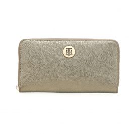 Carteira Tommy Hilfiger Feminina AW0AW07733-0HS-00 OS - Gold Metallic & Black - Imagem 1