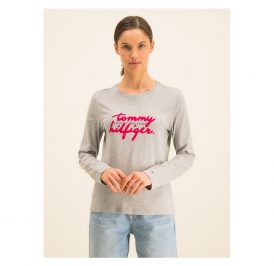 Camiseta Tommy Hilfiger Feminina WW0WW26682-PYT-00 S Light Grey Heathe - Imagem 1