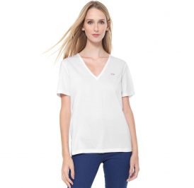 Camiseta Lacoste Feminina TF3846-001 40 Branco - Imagem 1