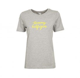Camiseta Tommy Hilfiger Feminina WW0WW26661-PYT-00 S Light Grey Heathe - Imagem 1
