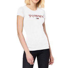 Camiseta Tommy Hilfiger Feminina M/C DW0DW07526-YA2-02 M Classic White - Imagem 1