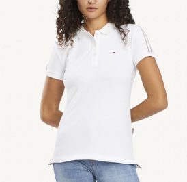 Camiseta Tommy Hilfiger Polo Feminina WW0WW27120-YBR-00 M Branco - Imagem 1
