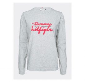 Camiseta Tommy Hilfiger Feminina WW0WW26682-PYT-00 XS Light Grey Heathe - Imagem 1