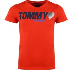 Camiseta Tommy Hilfiger Infantil Feminina KG0KG03438-610-6 Vermelho - Imagem 1