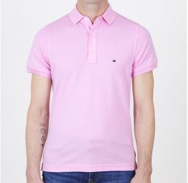 Camiseta Tommy Hilfiger Polo Masculino MW0MW03549-601 XXL Rosa - Imagem 1