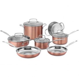 Jogo De Panelas Cuisinart CSS-11BU Classicas Chef Indução Inox Cobre - 11 Peças - Imagem 1
