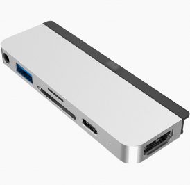 Hub USB-C Hyper HD319B 6 in 1 com HDMI/USB-C/USB 3.0/Mini Jack 3.5 mm/Slot para cartão SD e Micro SD - Prata - Imagem 1