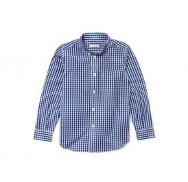Camisa Lacoste Infantil Masculino CJ9707-FYL 12A  Xadrez Azul - Imagem 1