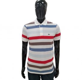 Camiseta Lacoste Polo Masculino PH2019-64P 003 - Branco Com Listras - Imagem 1