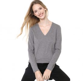 Camiseta Lacoste Feminina TF3821-SVY 46 Cinza - Imagem 1