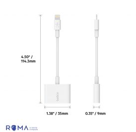 Adaptador Belkin Áudio Lightning+Energia Rockstar F8J198BTWHT Branco - Imagem 1