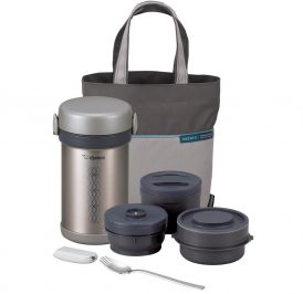 Pote Térmico Zojirushi SL-NCE09ST com 3 Potes Inox - Cinza - Imagem 1