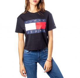 Camiseta Tommy Hilfiger Feminina M/C DW0DW07153-BBU-00 L Tommy Black - Imagem 1