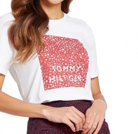 Camiseta Tommy Hilfiger Feminina WW0WW26661-02S-000 L White/Tmmy Flo - Imagem 1