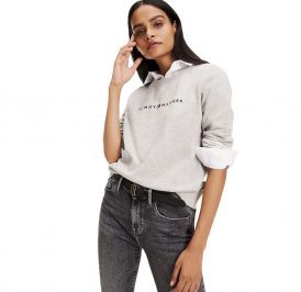 Suéter Tommy Hilfiger Feminina WW0WW26551-PYT-00 L Light Grey Heathe - Imagem 1