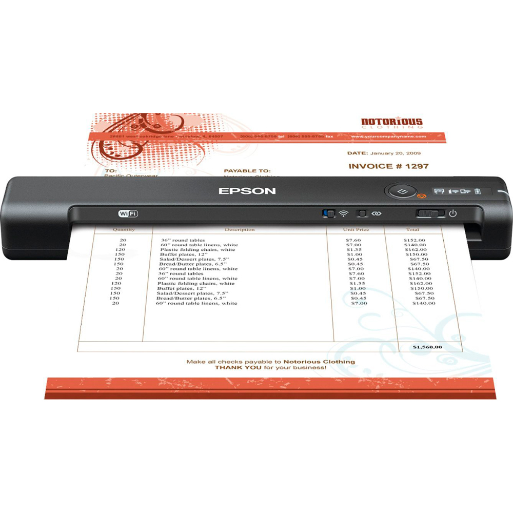 Scanner Epson WorkForce ES-60W USB/Wi-Fi Bivolt - Preta B11B253201 2 3 35
