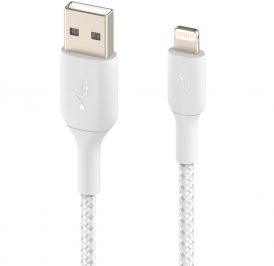 Cabo Belkin BoostCharge 1M USB-A/Lightning Trançado Branco - CAA002BT1MWH - Imagem 1