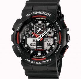 Relógio Masculino Casio G-SHOCK GA-100-1A4DR - Preto/Vermelho - Imagem 1