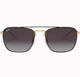 Óculos Ray Ban Unissex RB3588 90548G 55 - Preto Polido sobre Ouro - Imagem 1