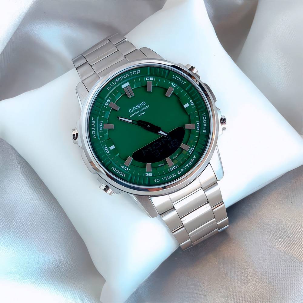 Relógio Masculino Casio AMW-880D-3AVDF - Prata/Verde 2