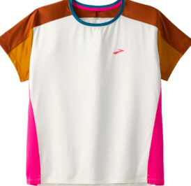 Camiseta Brooks Feminino Sprint Free Short Sleeve 2.0 S Branco/Ocre/Rosa – 221613117 - Imagem 1