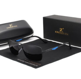 Óculos KINGSEVEN Masculino LE-790 Classic Square Preto/Azul - Imagem 1