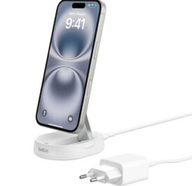 Suporte Magnético de Carga Wireless Belkin WIA008vfWH BoostCharge Pro 15W Qi2 Magsafe – Branco - Imagem 2