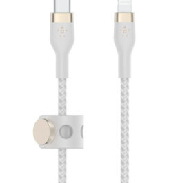 Cabo Belkin BoostCharge Pro Flex 2M USB-C/Lightning Braided Silicone Branco - CAA011BT2MWH - Imagem 1