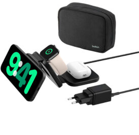 Carregador Wireless Magnético Belkin 3-IN-1 para Viagem QI2 Preto - WIZ024VFBK - Imagem 1