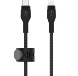 Cabo Belkin BoostCharge Pro Flex 2M USB-C/Lightning Trançado Silicone Preto - CAA011BT2MBK - Imagem 1