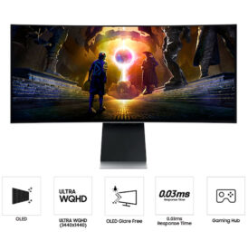 Monitor Curvo Samsung Odyssey G8 G85SD 34” OLED Ultra-WQHD 175Hz 0.03Ms 1800R HDR10+ - Imagem 2