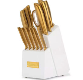 Jogo de Facas com Bloco Cuisinart A2046-15PVD Classic Acabam. PVD Dourado E Branco - 15 Peças - Imagem 1