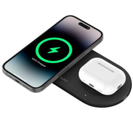 Carregador Magnético Wireless Belkin WIZ021VFBK 2-IN-1 15W Boostcharge Qi2 Magsafe - Preto - Imagem 2