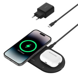 Carregador Magnético Wireless Belkin WIZ021VFBK 2-IN-1 15W Boostcharge Qi2 Magsafe - Preto - Imagem 3