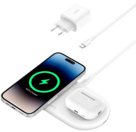 Carregador Magnético Wireless Belkin WIZ021vfWH 2-IN-1 15W Boostcharge Qi2 Magsafe - Branco - Imagem 2