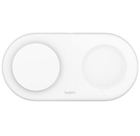 Carregador Magnético Wireless Belkin WIZ021vfWH 2-IN-1 15W Boostcharge Qi2 Magsafe - Branco - Imagem 1