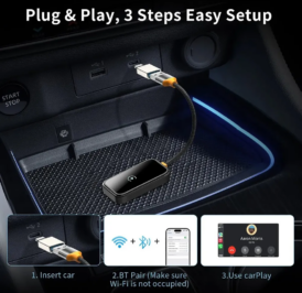 Adaptador Automotivo Wireless Carplay Joog JG-CP12 Bluetooth Wi-Fi 0.75W - Preto - Imagem 3