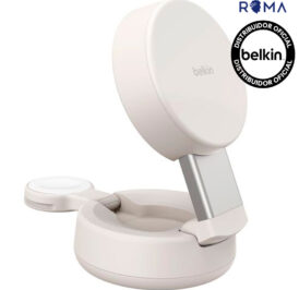 Carregador Wireless Belkin WIZ043KQSD 2-IN-1 25W Magsafe Qi2 iPhone-Watch - Sand - Imagem 1