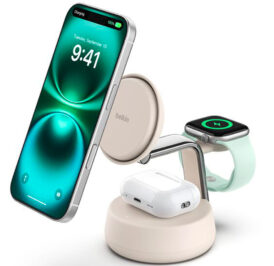 Carregador Wireless Belkin WIZ040KQSD 25W 3-IN-1 Magsafe Qi2 iPhone-Airpod-Watch Sand Branco - Imagem 2