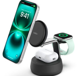 Carregador Wireless Belkin WIZ040KQCH 25W 3-IN-1 Magsafe Qi2 iPhone-Airpod-Watch Charcoal - Imagem 2