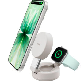 Carregador Wireless Belkin WIZ043KQSD 2-IN-1 25W Magsafe Qi2 iPhone-Watch - Sand - Imagem 2
