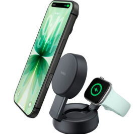 Carregador Wireless Belkin WIZ043KQCH 2-IN-1 25W Magsafe Qi2 iPhone-Watch – Charcoal - Imagem 2