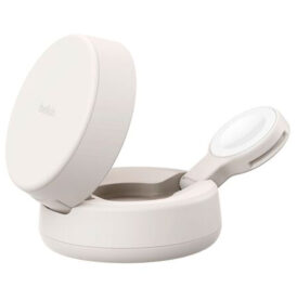 Carregador Wireless Belkin WIZ043KQSD 2-IN-1 25W Magsafe Qi2 iPhone-Watch - Sand - Imagem 3
