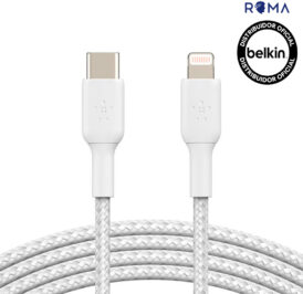Cabo Belkin BoostCharge USB-C/Lightning 1M Braided Branco CAA004BT1MWH - Imagem 1